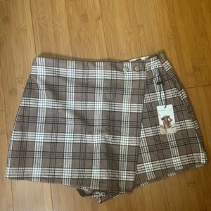 Brown and Tan Sincerely Jules plaid skort
